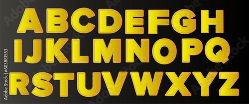 Gold gradient font, alphabet letters font