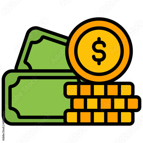 money outline color icon