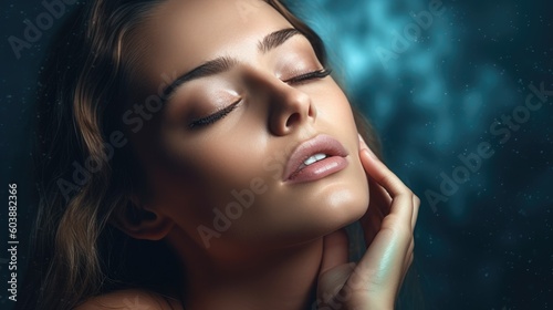 Pretty girl touching face s...