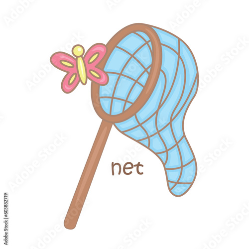 Alphabet N For Net Vocabulary School Illustration Vector Clipart Cartoon