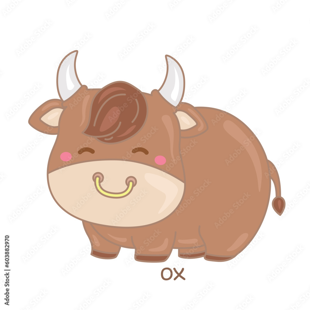 Alphabet O For Ox Vocabulary School Illustration Vector Clipart Cartoon Alphabet O For Ox Vocabulary School Illustration Vector Clipart Cartoon