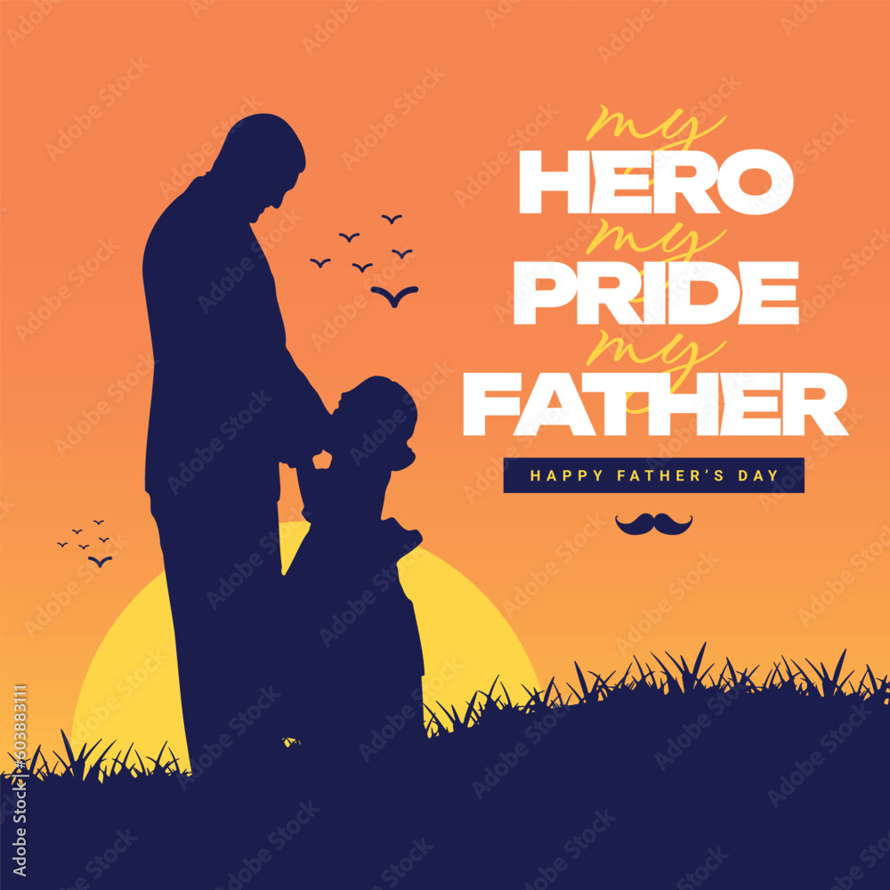 Happy Father's Day greeting social media post banner Template, love you