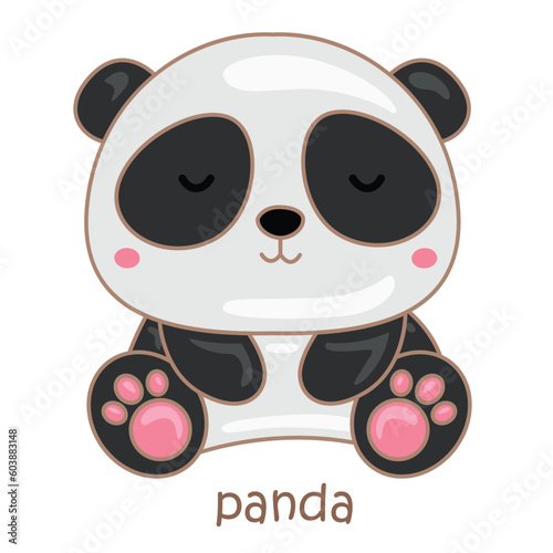 Fototapeta Naklejka Na Ścianę i Meble -  Alphabet P For Panda Vocabulary School Illustration Vector Clipart Cartoon