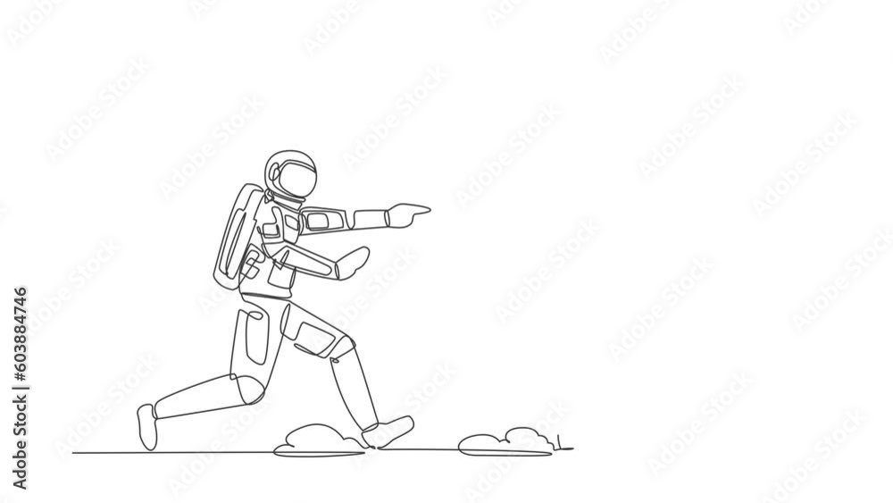 Animated self drawing of continuous one line draw astronaut chase dartboard target in moon surface. Precision planning for space missions. Cosmonaut outer space. Full length single line animation Animated self drawing of continuous one line draw astronaut chase dartboard target in moon surface. Precision planning for space missions. Cosmonaut outer space. Full length single line animation