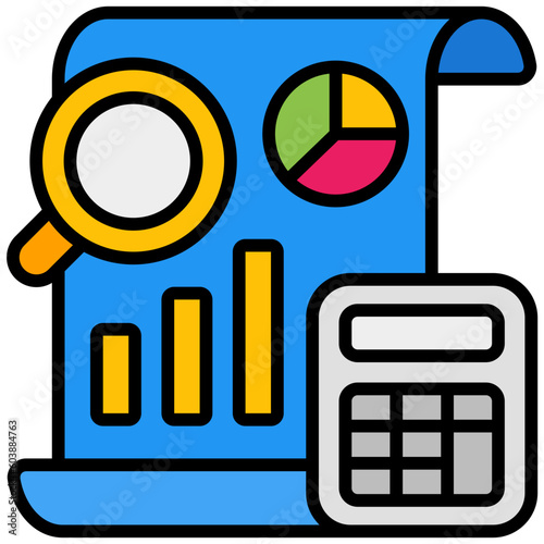 fundamental analysis outline color icon