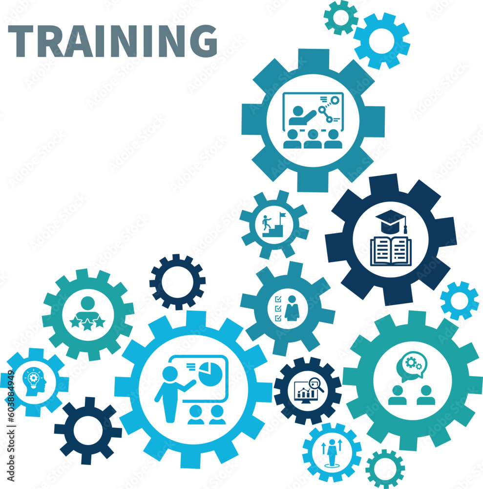 Banner Training concept. set of training icons, presentation, seminar, video conference Banner Training concept. set of training icons, presentation, seminar, video conference