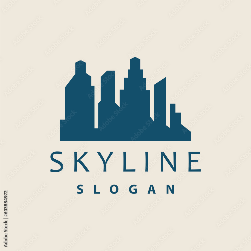 Naklejka premium Cityscape Logo, Metropolis Skyline Design, City Building Vector, Icon Symbol Illustration