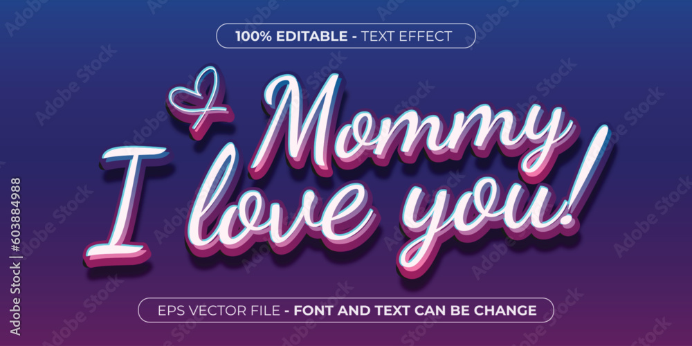 Love mom 3d editable text effect for mother's day
