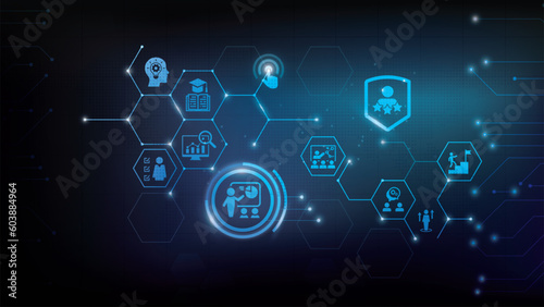 Banner Training concept. set of training icons, presentation, seminar, video conference