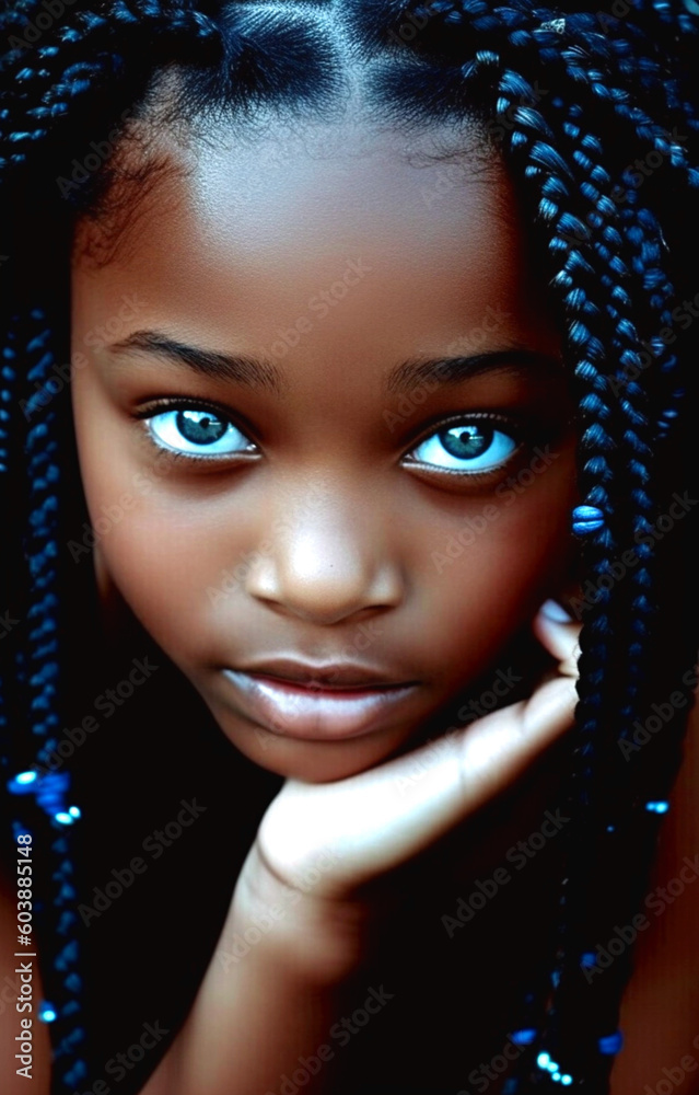 Pretty girl with wide dark eyes and braids Pretty girl with wide dark eyes and braids