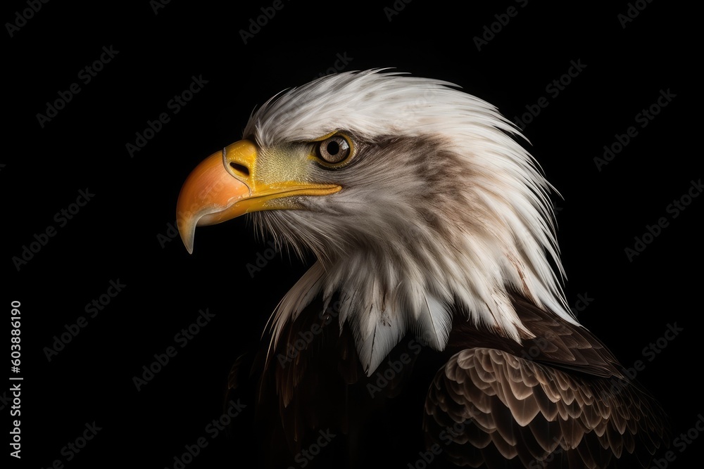 majestic bald eagle with a dark background Generative AI majestic bald eagle with a dark background Generative AI