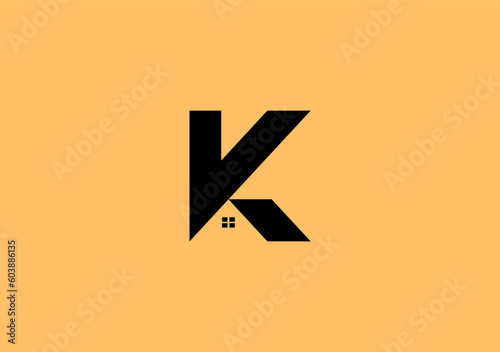 real estate or home logo symbol on initial letter K
