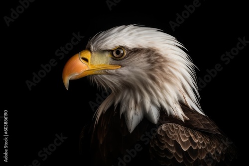 majestic bald eagle with a dark background Generative AI