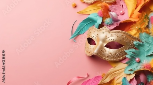 happy carnival day background with carnival mask ornaments