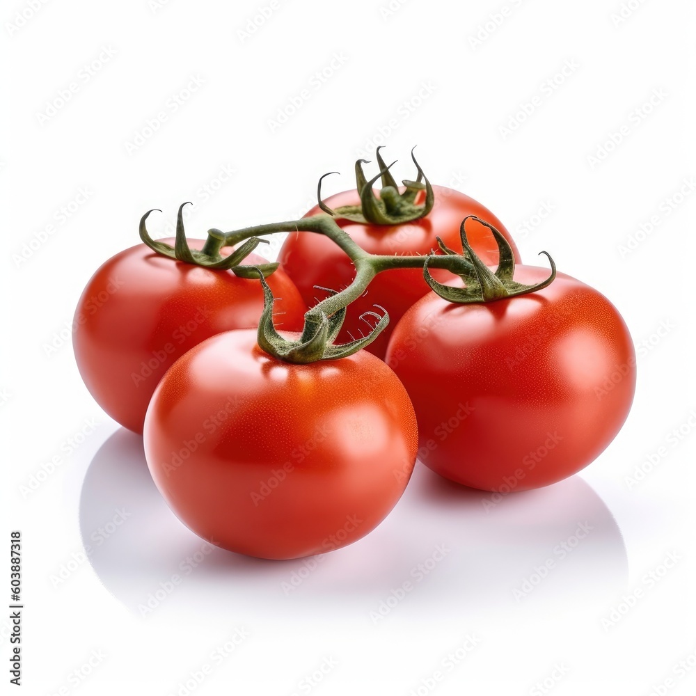 Tomatoes isolated on white background (generative AI)
