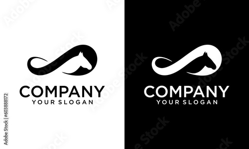 saddle infinity logo, with horseback vector. Infinity Horse Logo. logo is suitable for any business.