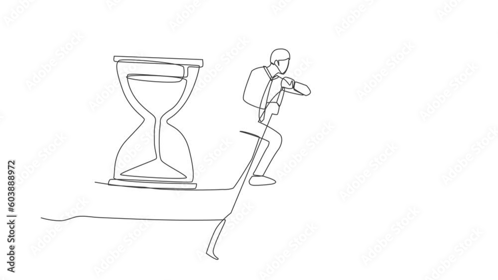 Animated self drawing of continuous one line draw businessman standing in boat sailing with hourglass. Escape from deadline. Motivation to go forward. Out of time. Full length single line animation Animated self drawing of continuous one line draw businessman standing in boat sailing with hourglass. Escape from deadline. Motivation to go forward. Out of time. Full length single line animation