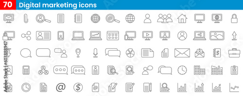 digital marketing icons, business icon set