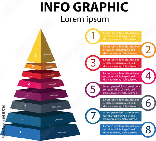 8 layered pyramidal graph for presentation business use General use, colorful style Art & Illustration
