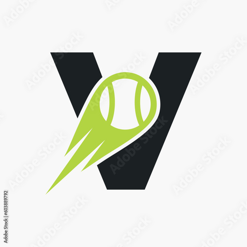 Initial Letter V Tennis Club Logo Design Template. Tennis Sport Academy, Club Logo