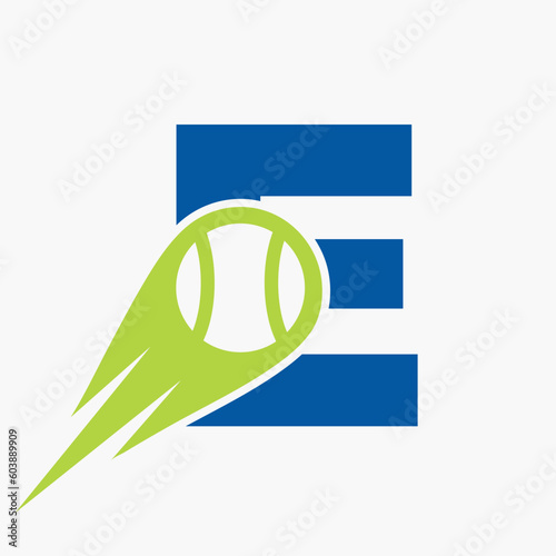 Initial Letter E Tennis Club Logo Design Template. Tennis Sport Academy, Club Logo