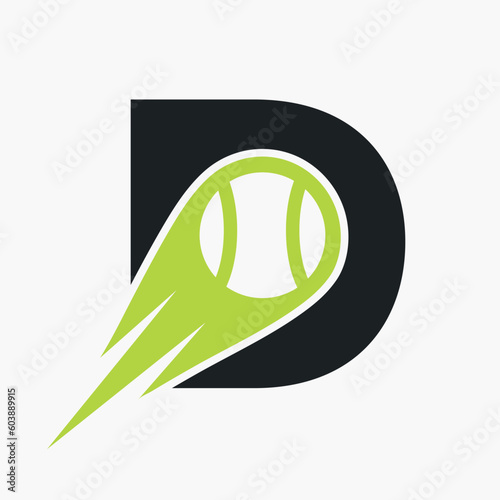 Initial Letter D Tennis Club Logo Design Template. Tennis Sport Academy, Club Logo