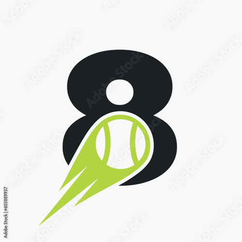 Initial Letter 8 Tennis Club Logo Design Template. Tennis Sport Academy, Club Logo