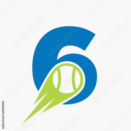 Initial Letter 6 Tennis Club Logo Design Template. Tennis Sport Academy, Club Logo