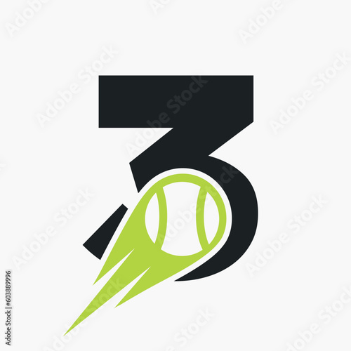 Initial Letter 3 Tennis Club Logo Design Template. Tennis Sport Academy, Club Logo