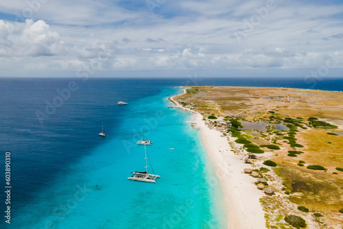 Klein Curacao Island with Tropical beach at the Caribbean island of Curacao Caribbean. 