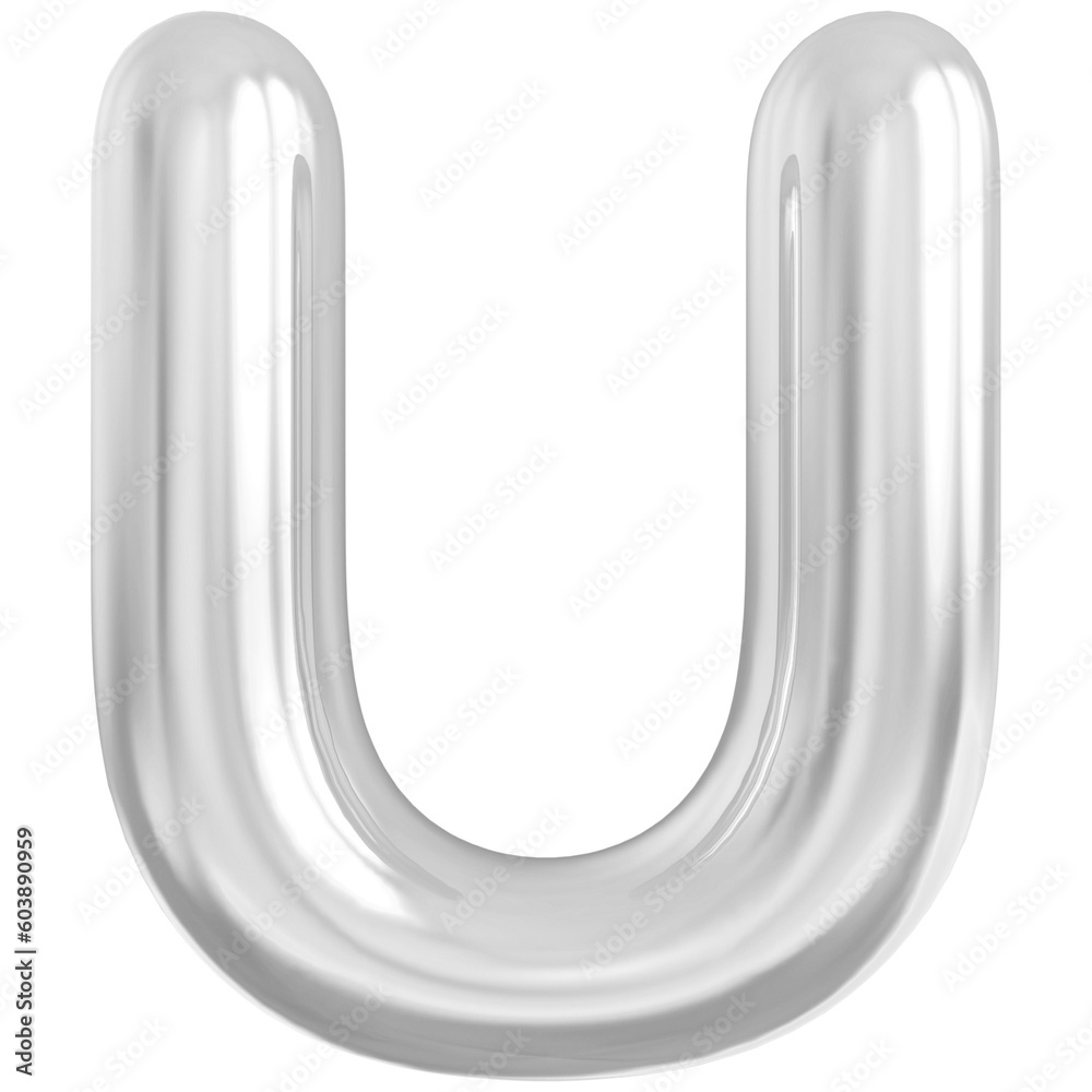 Alphabet Letter U Silver Modern 3d font Alphabet Letter U Silver Modern 3d font