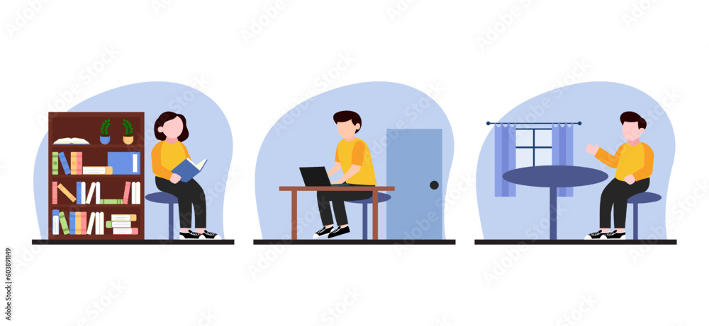 Flat Bundle Weekend Activity Design Illustration Flat Bundle Weekend Activity Design Illustration