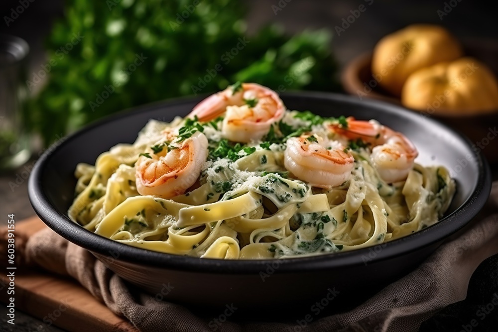 Fettuccine Creamy Cheese With Topping Parmesan Cheese Fettuccine Creamy Cheese With Topping Parmesan Cheese
