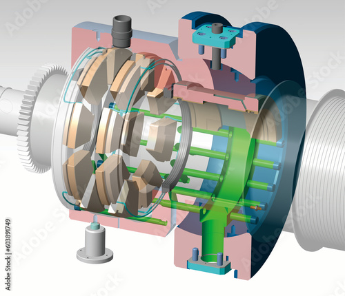 thrust bearing turbine 3D illustration