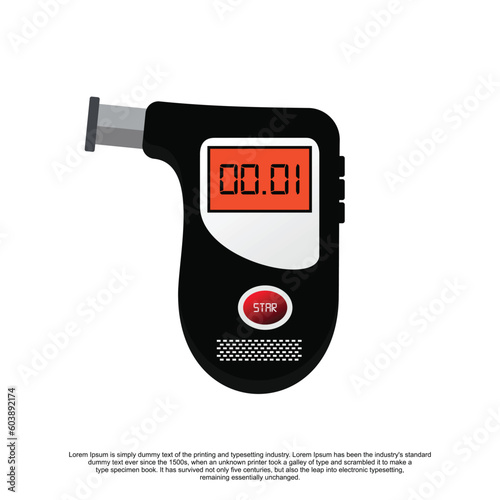 Breath analyzer test machine,Digital alcohol tester . flat vector illustration.