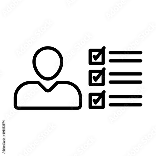illustration of a resume document, a person with a checklist icon vector