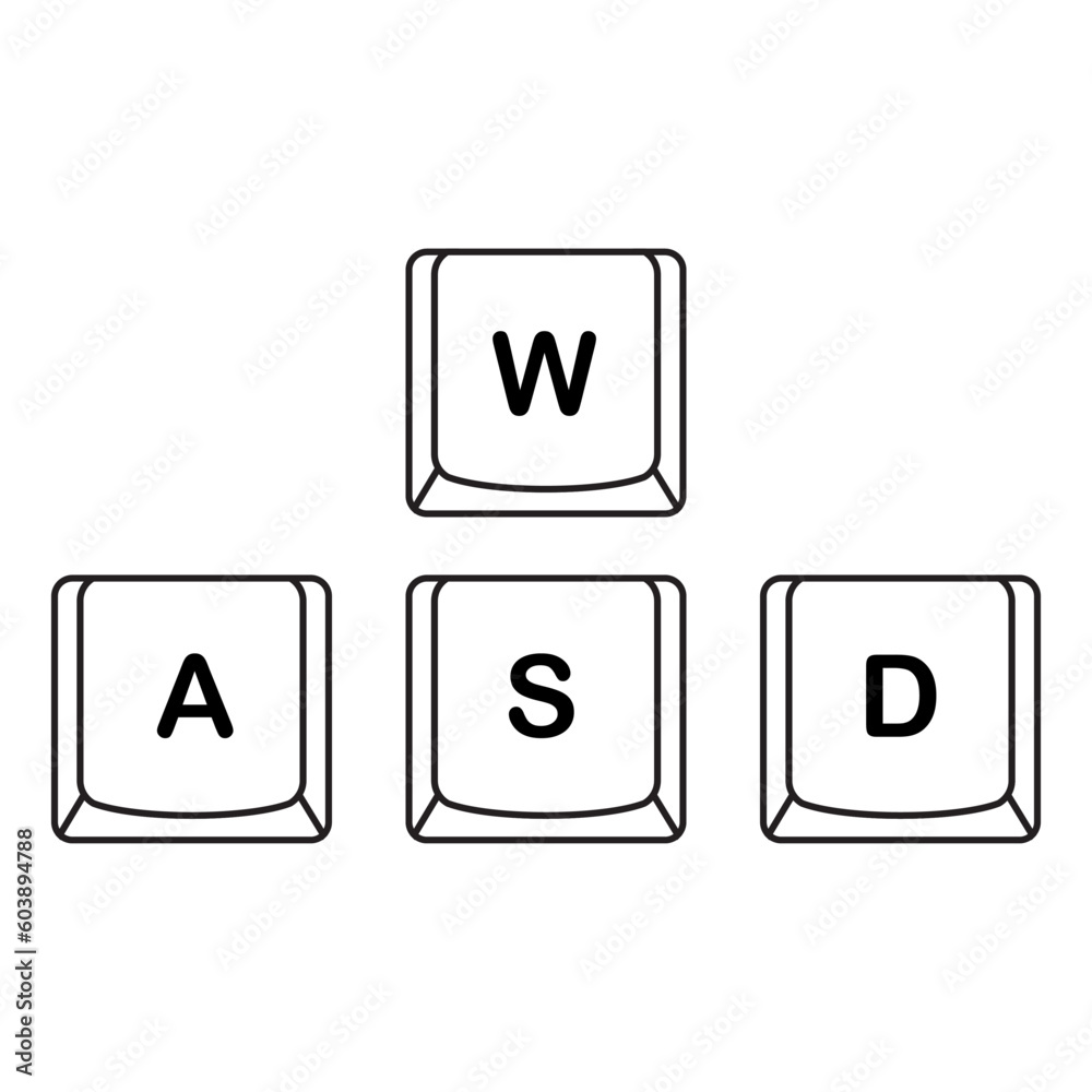 The shortcut keys. Black and white computer icon, vector illustration