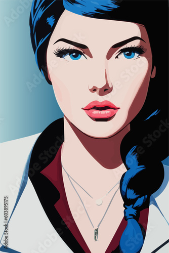 Portrait of beatiful woman with long hair vector illustration