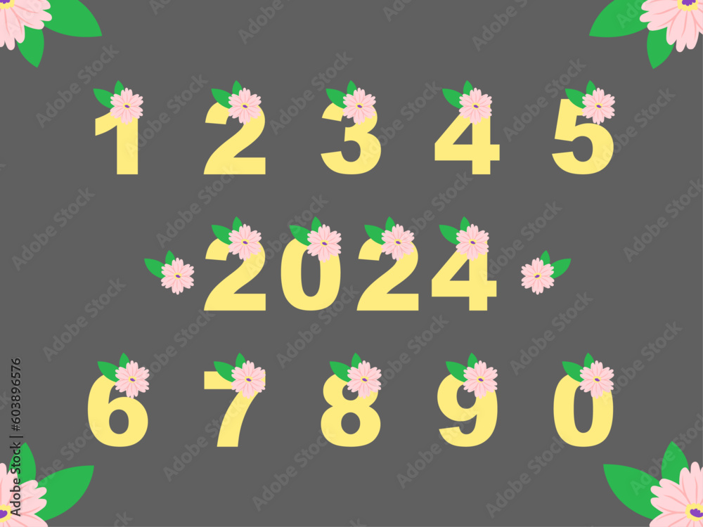 Fototapeta premium floral number vector illustration concept
