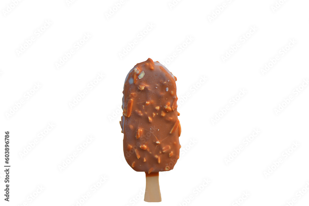 chocolate ice cream isolated on white. Bite ice cream covered with chocolate isolated no background PNG file. chocolate ice cream isolated on white. Bite ice cream covered with chocolate isolated no background PNG file.