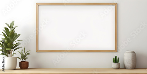 Mock up frame in modern room interior background, AI generated