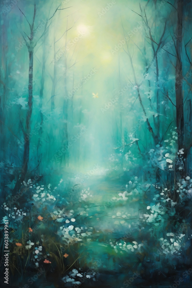 Mystical Forest: Enchanted, Fauna, Mist, Generative AI
