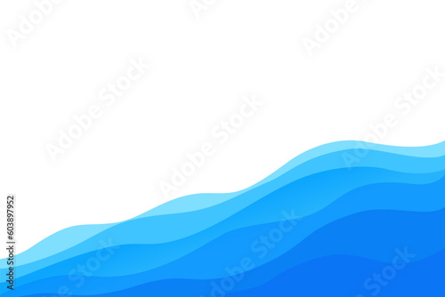 Blue Wave Water Element Vector Background Corner Curve Border Frame Wallpaper Presentation Education Business Design Ocean Sea Liquid Flow Gradient Flat Normal Simple