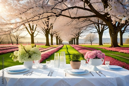 breakfast in the garden by AI generative