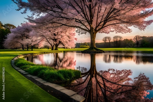 lake in the park by AI generative