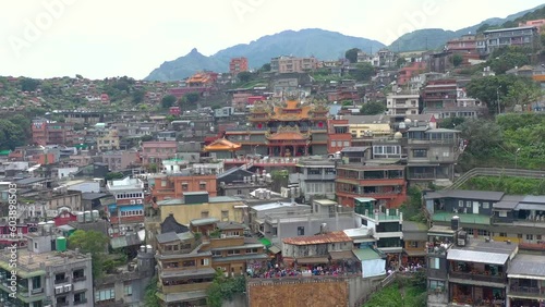 Wallpaper Mural TAIWAN, JIUFEN - MAY, 2023: Aerial drone of old town Jiufen, famous landmark tourist village on the mountain in Taiwan. Torontodigital.ca