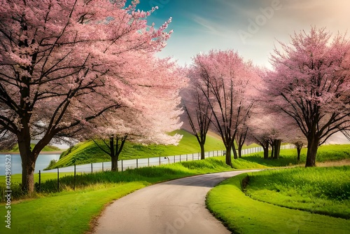 spring in the park by AI generative