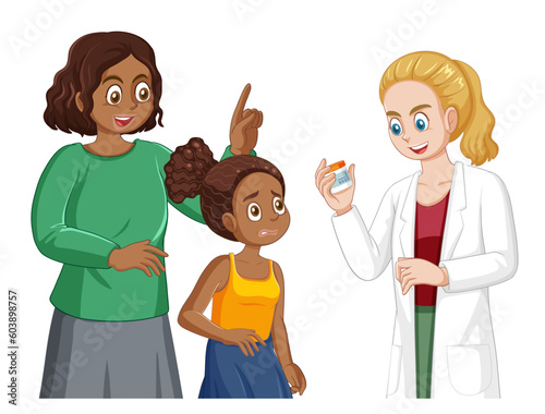 Mother and daughter visiting a doctor