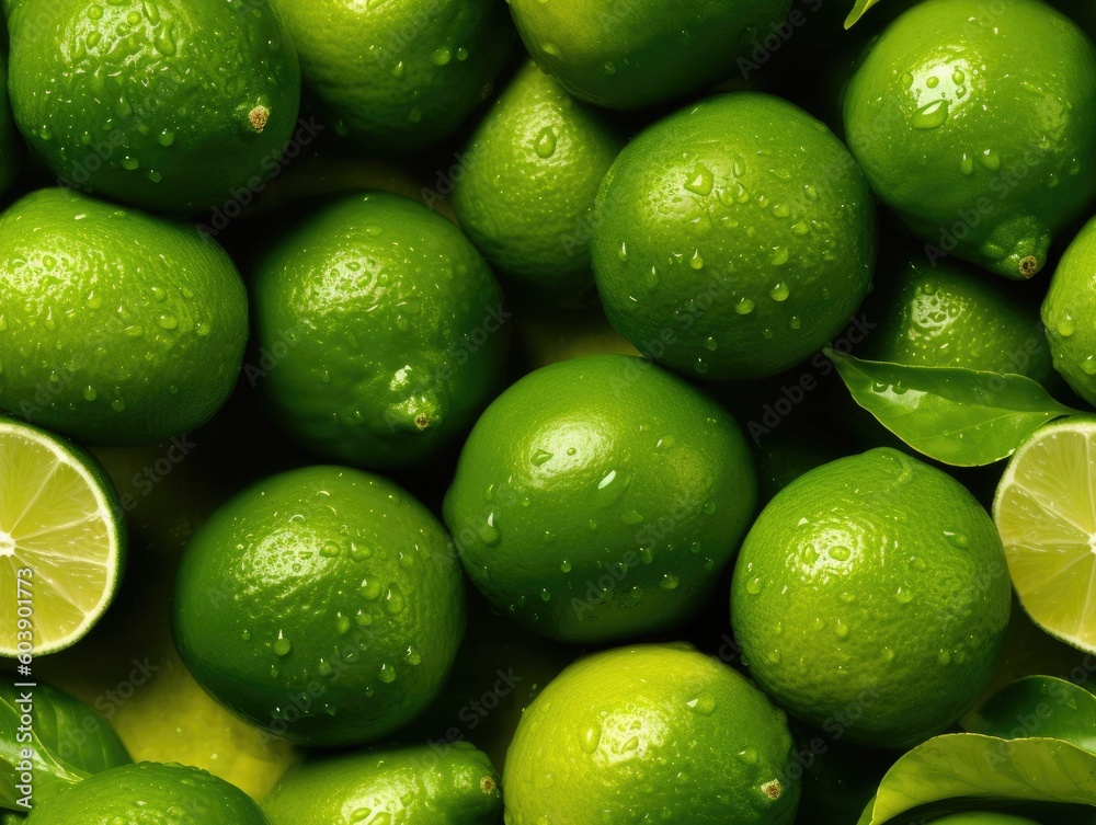 Limes background as seamless tile (generative AI) Limes background as seamless tile (generative AI)