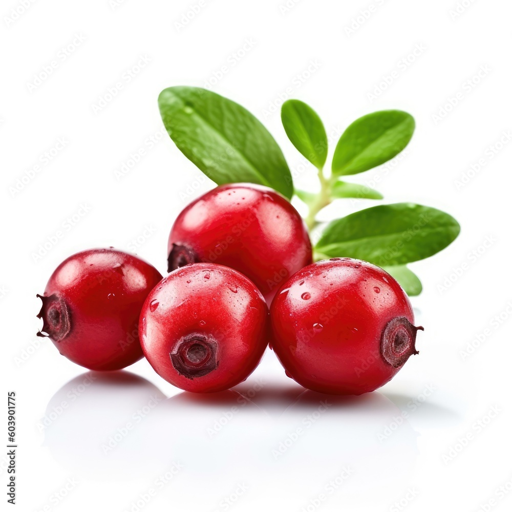 Lingonberries isolated on white background (generative AI) Lingonberries isolated on white background (generative AI)